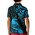 New Zealand Tui Bird Kid Polo Shirt Aotearoa Maori Pattern - Blue