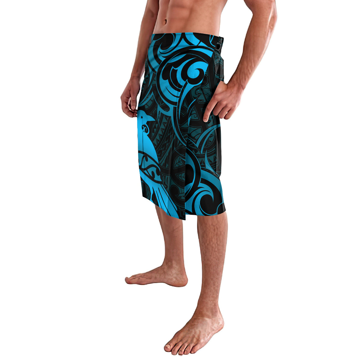 New Zealand Tui Bird Lavalava Aotearoa Maori Pattern - Blue LT14 - Polynesian Pride