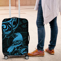 New Zealand Tui Bird Luggage Cover Aotearoa Maori Pattern - Blue