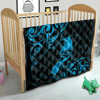 New Zealand Tui Bird Quilt Aotearoa Maori Pattern - Blue
