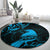 New Zealand Tui Bird Round Carpet Aotearoa Maori Pattern - Blue