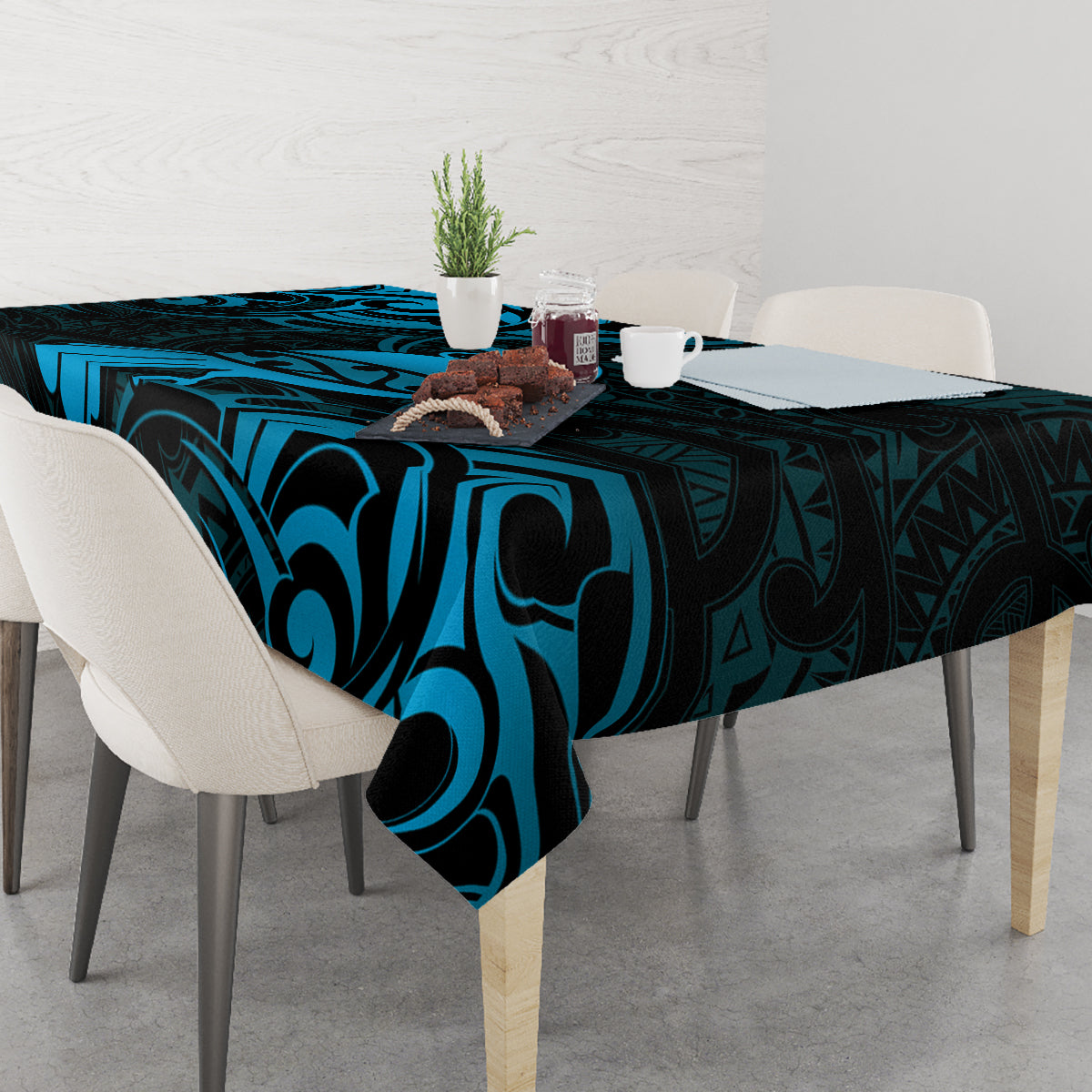 New Zealand Tui Bird Tablecloth Aotearoa Maori Pattern - Blue LT14 - Polynesian Pride
