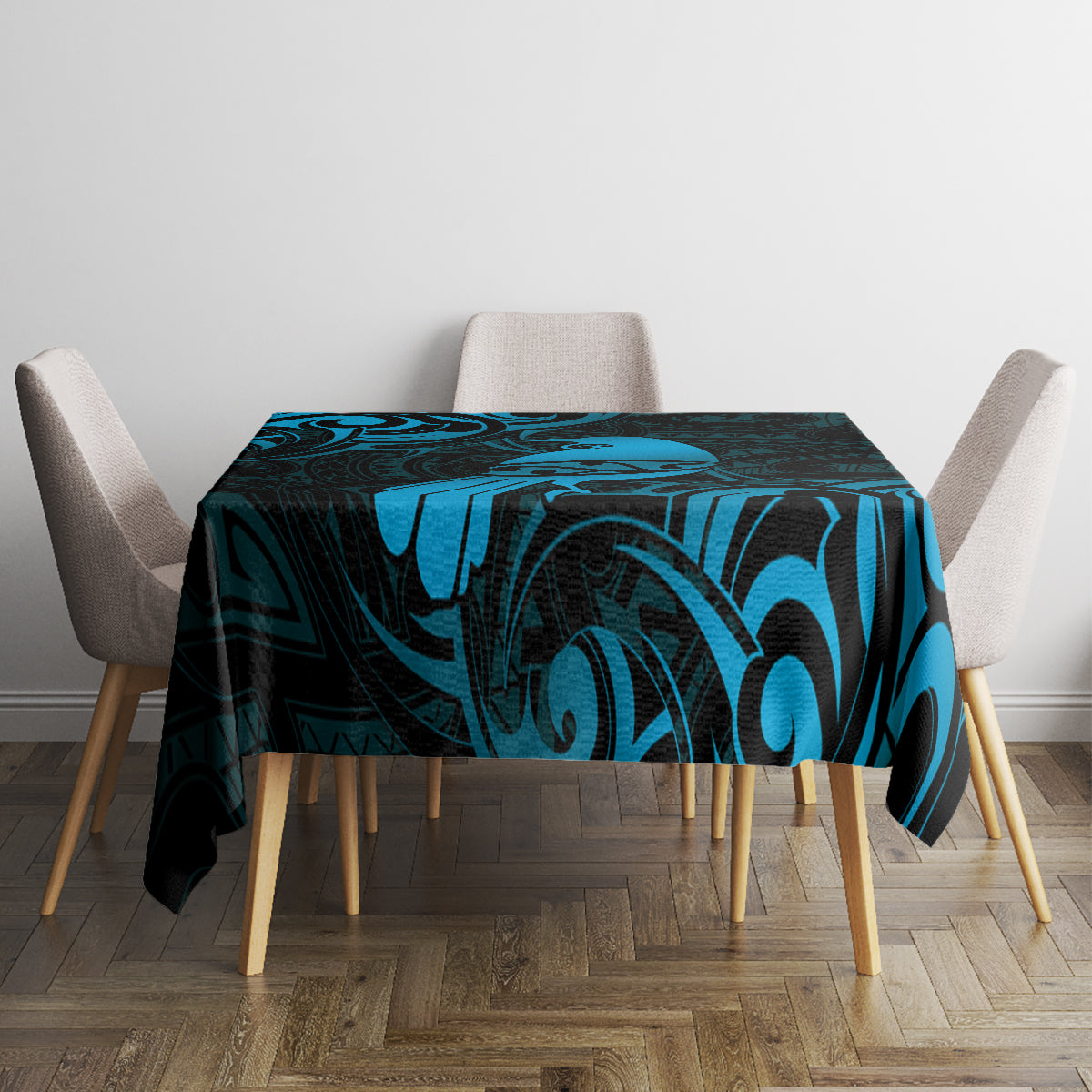 New Zealand Tui Bird Tablecloth Aotearoa Maori Pattern - Blue LT14 - Polynesian Pride