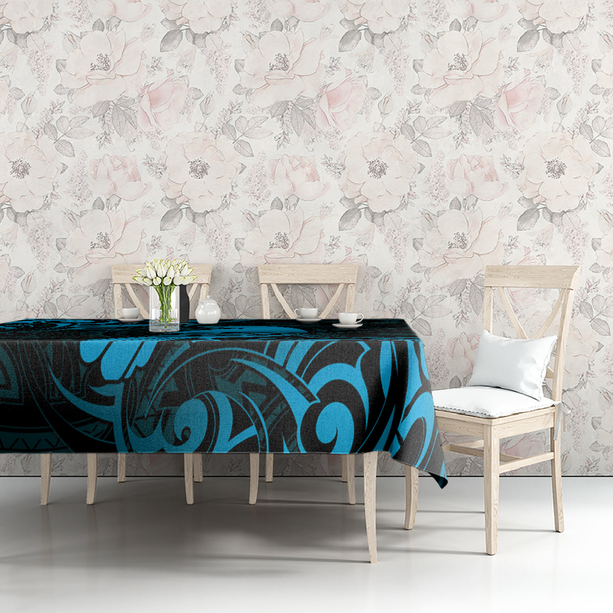 New Zealand Tui Bird Tablecloth Aotearoa Maori Pattern - Blue LT14 - Polynesian Pride