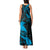 New Zealand Tui Bird Tank Maxi Dress Aotearoa Maori Pattern - Blue