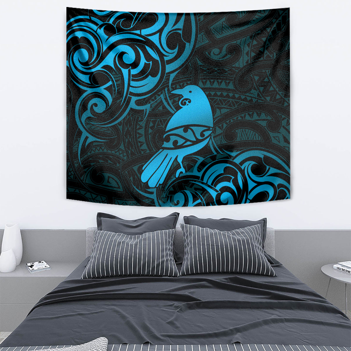 New Zealand Tui Bird Tapestry Aotearoa Maori Pattern - Blue LT14 - Polynesian Pride