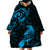 New Zealand Tui Bird Wearable Blanket Hoodie Aotearoa Maori Pattern - Blue