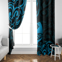 New Zealand Tui Bird Window Curtain Aotearoa Maori Pattern - Blue LT14 - Polynesian Pride