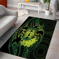 Kia Orana Kuki Airani Area Rug Cook Islands Tangaroa God Tatau Green