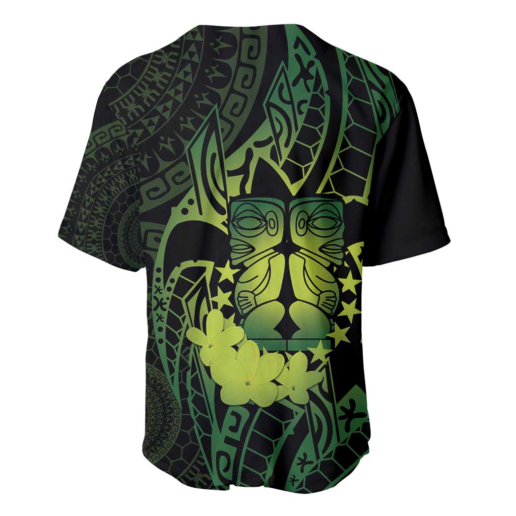 Kia Orana Kuki Airani Baseball Jersey Cook Islands Tangaroa God Tatau Green