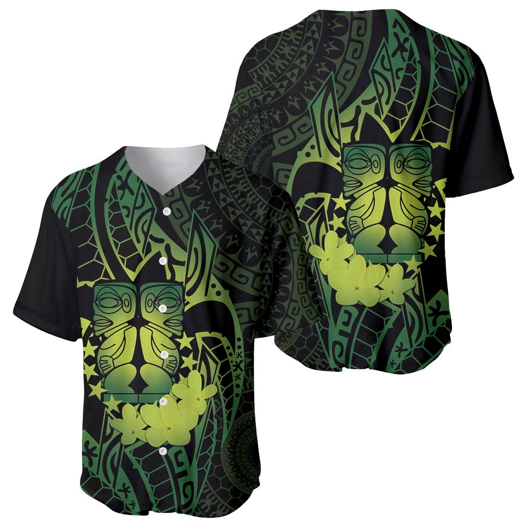 Kia Orana Kuki Airani Baseball Jersey Cook Islands Tangaroa God Tatau Green