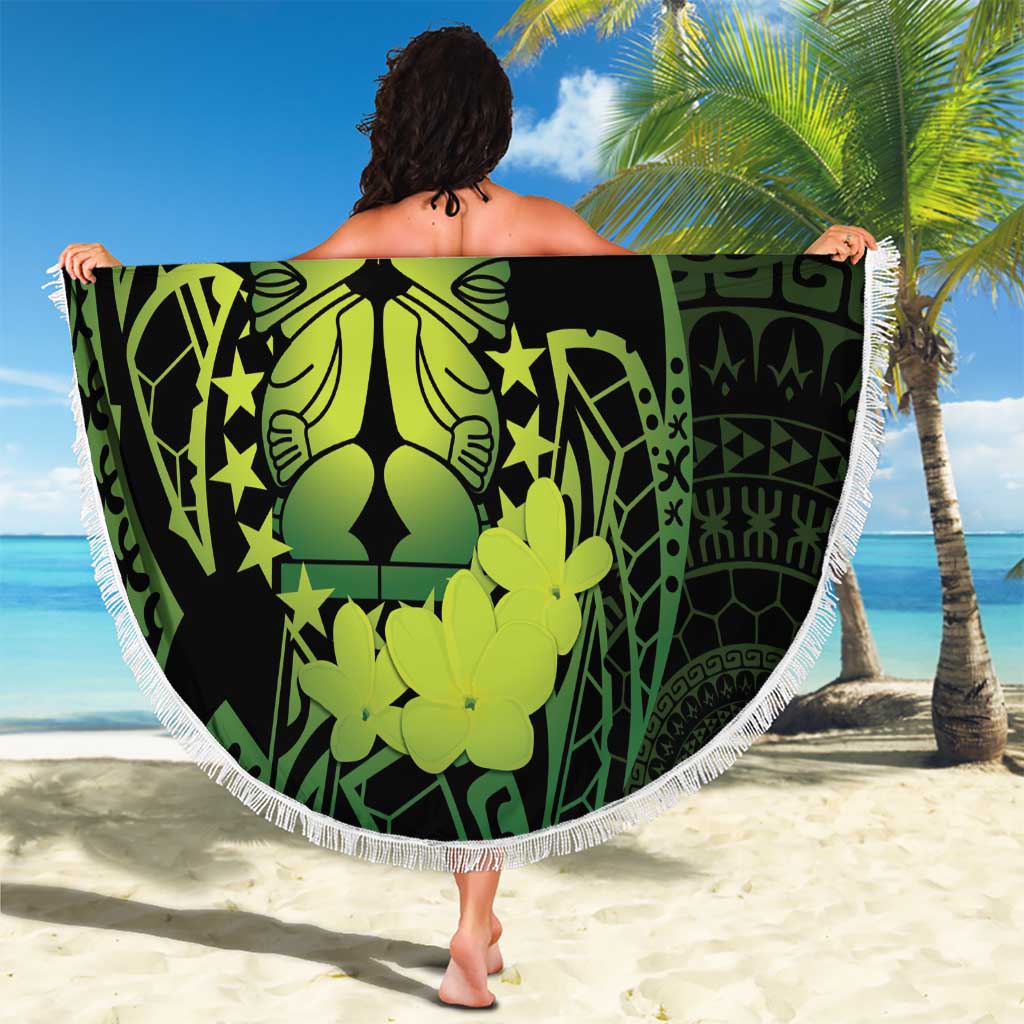 Kia Orana Kuki Airani Beach Blanket Cook Islands Tangaroa God Tatau Green LT14 - Polynesian Pride