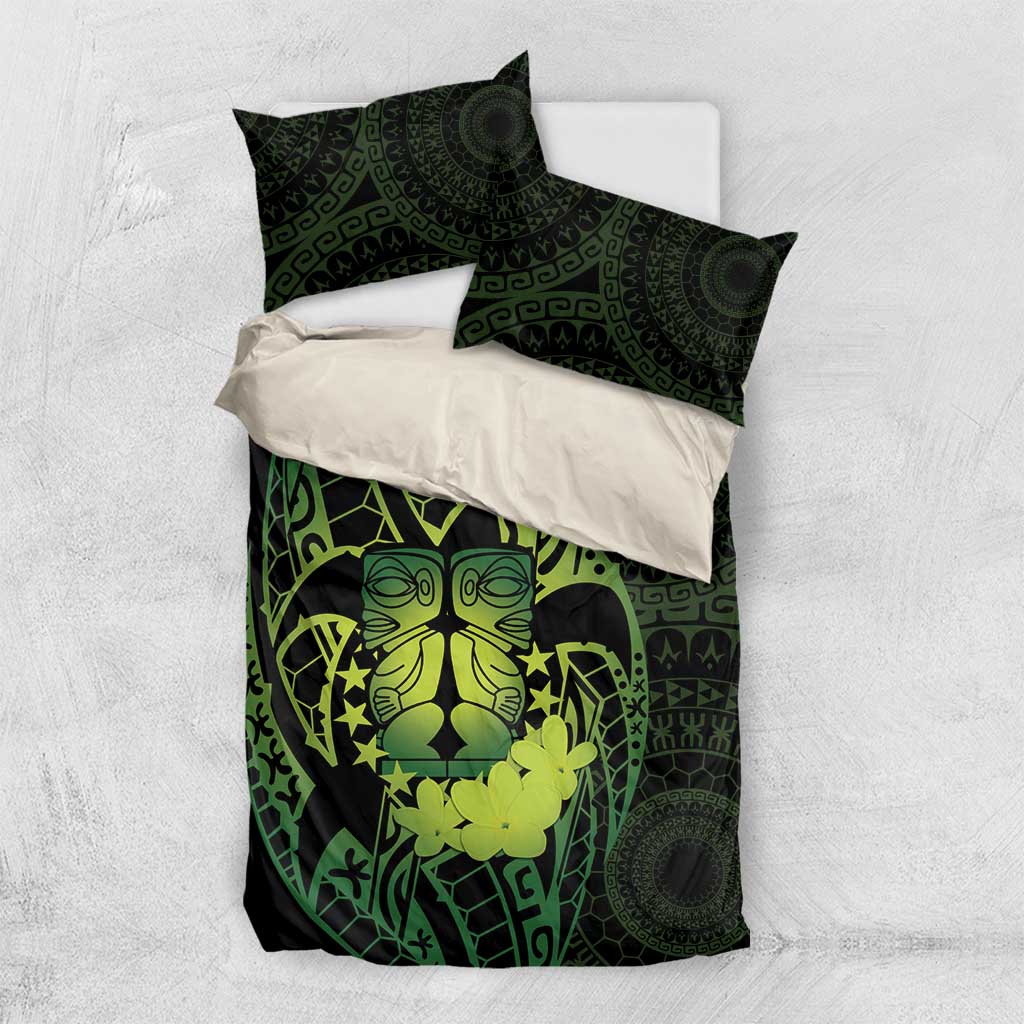 Kia Orana Kuki Airani Bedding Set Cook Islands Tangaroa God Tatau Green