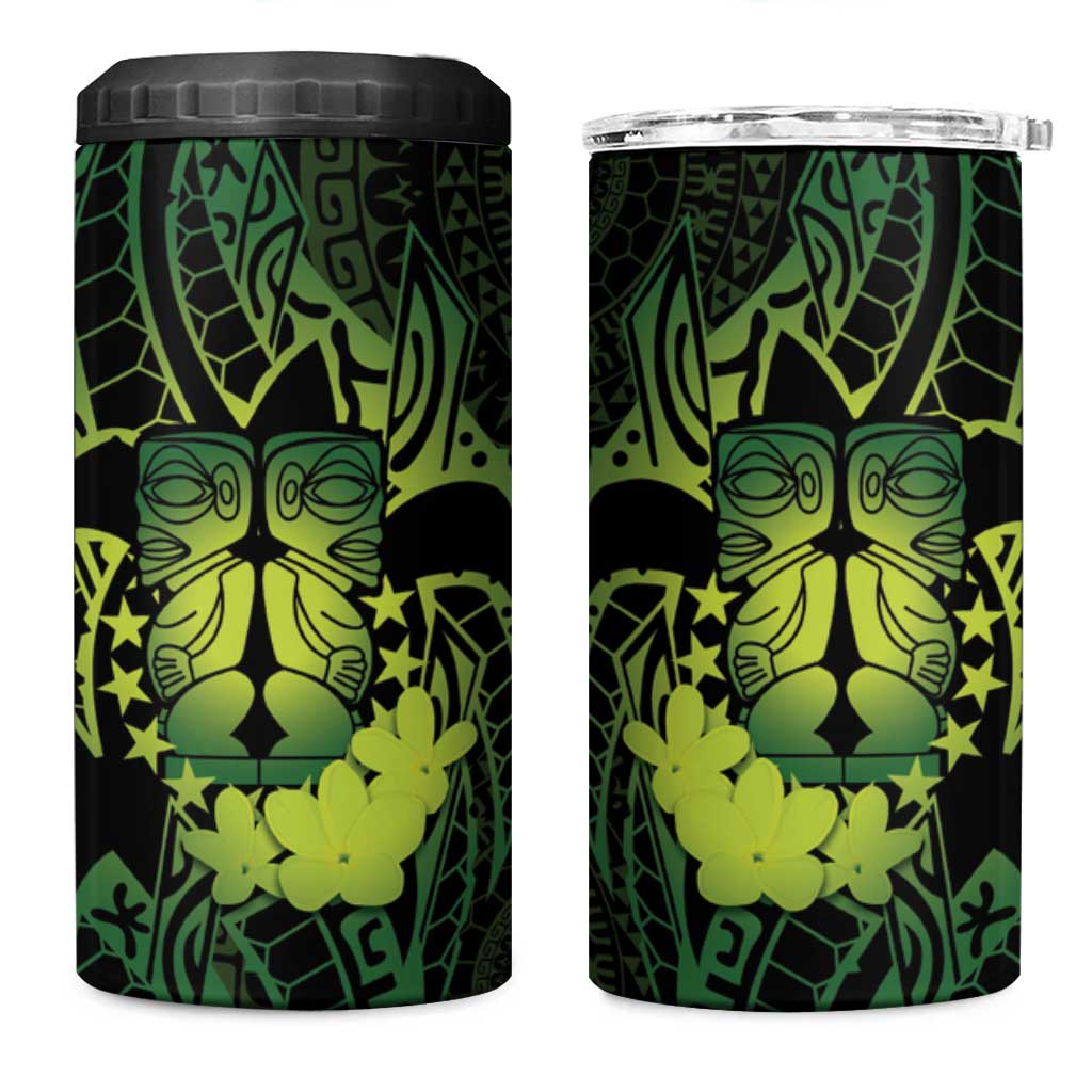 Kia Orana Kuki Airani 4 in 1 Can Cooler Tumbler Cook Islands Tangaroa God Tatau Green LT14 One Size: 16 oz Green - Polynesian Pride