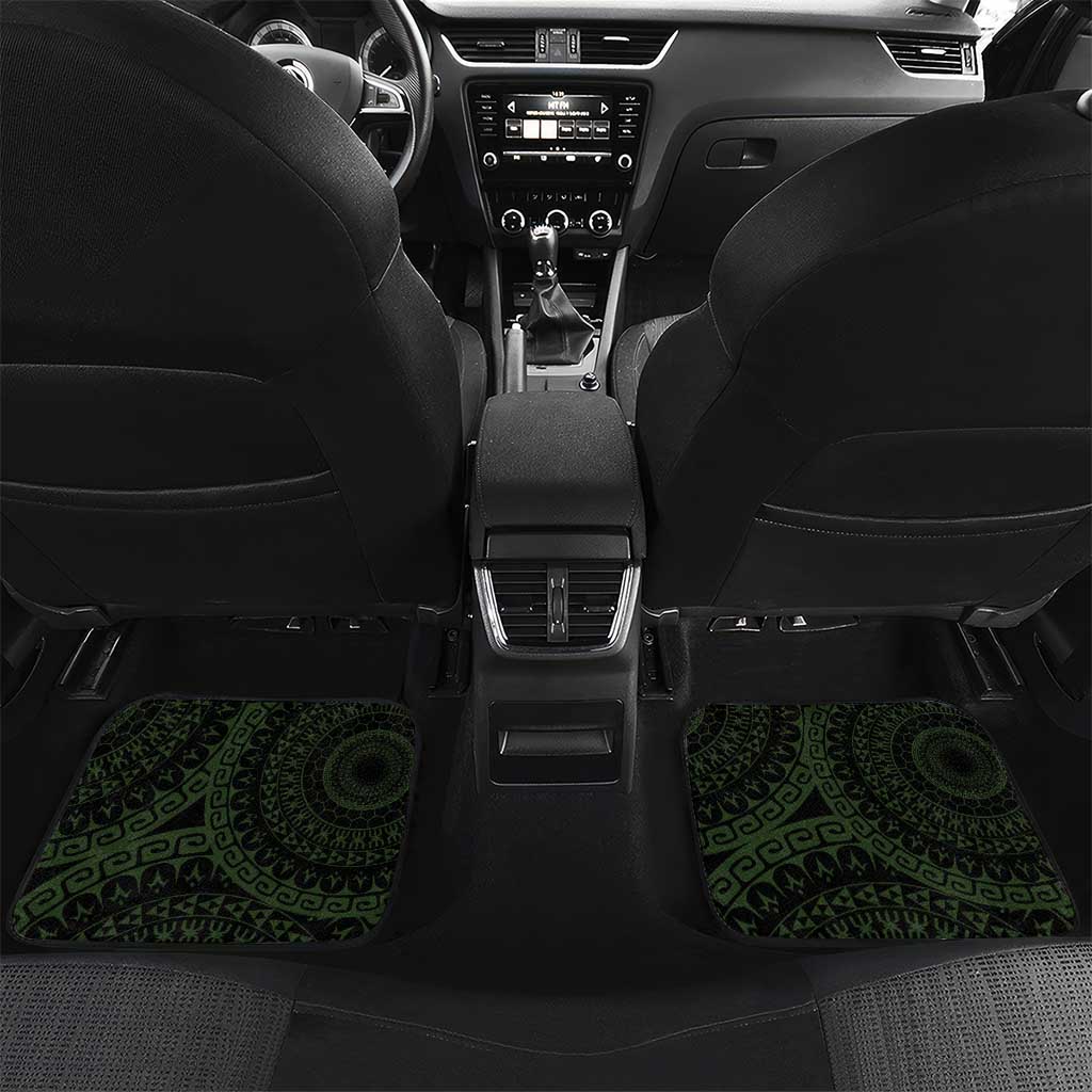 Kia Orana Kuki Airani Car Mats Cook Islands Tangaroa God Tatau Green LT14 Set 2pcs - Back Green - Polynesian Pride