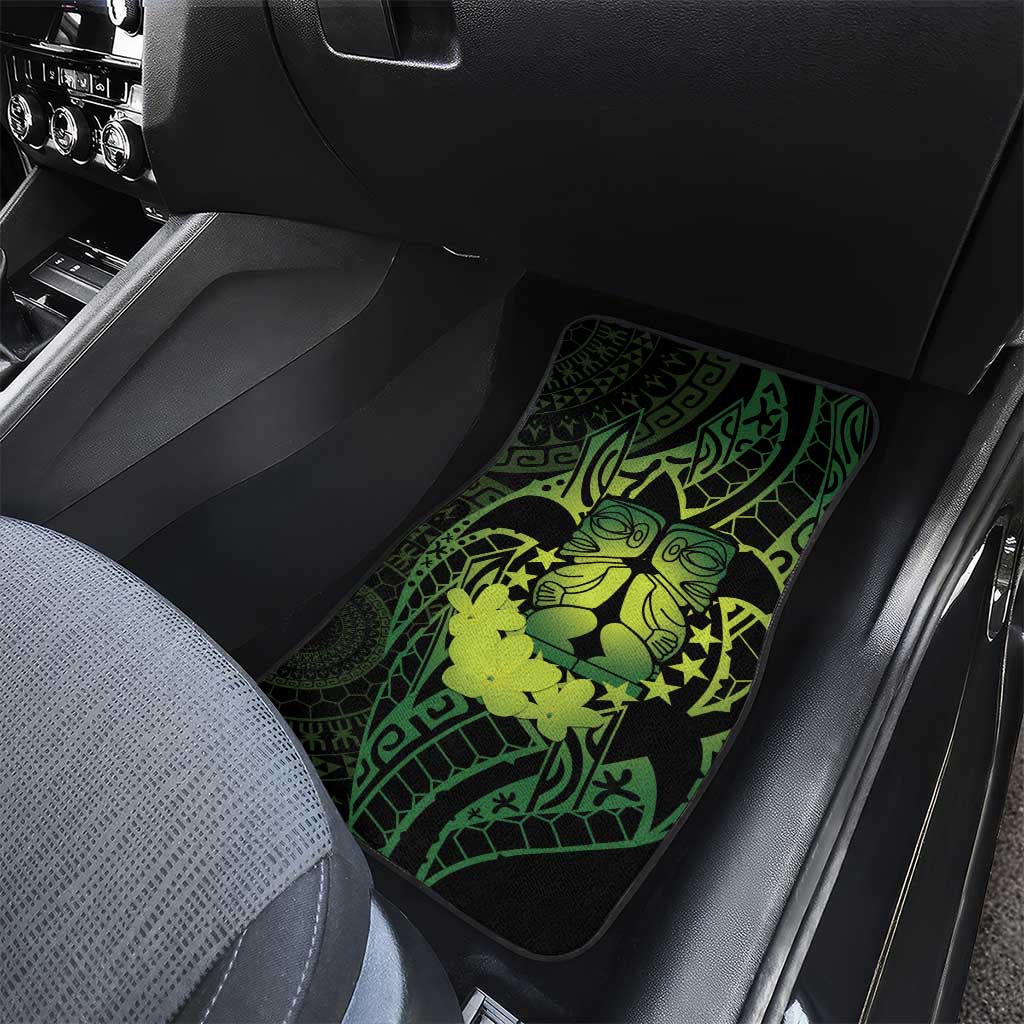 Kia Orana Kuki Airani Car Mats Cook Islands Tangaroa God Tatau Green LT14 - Polynesian Pride