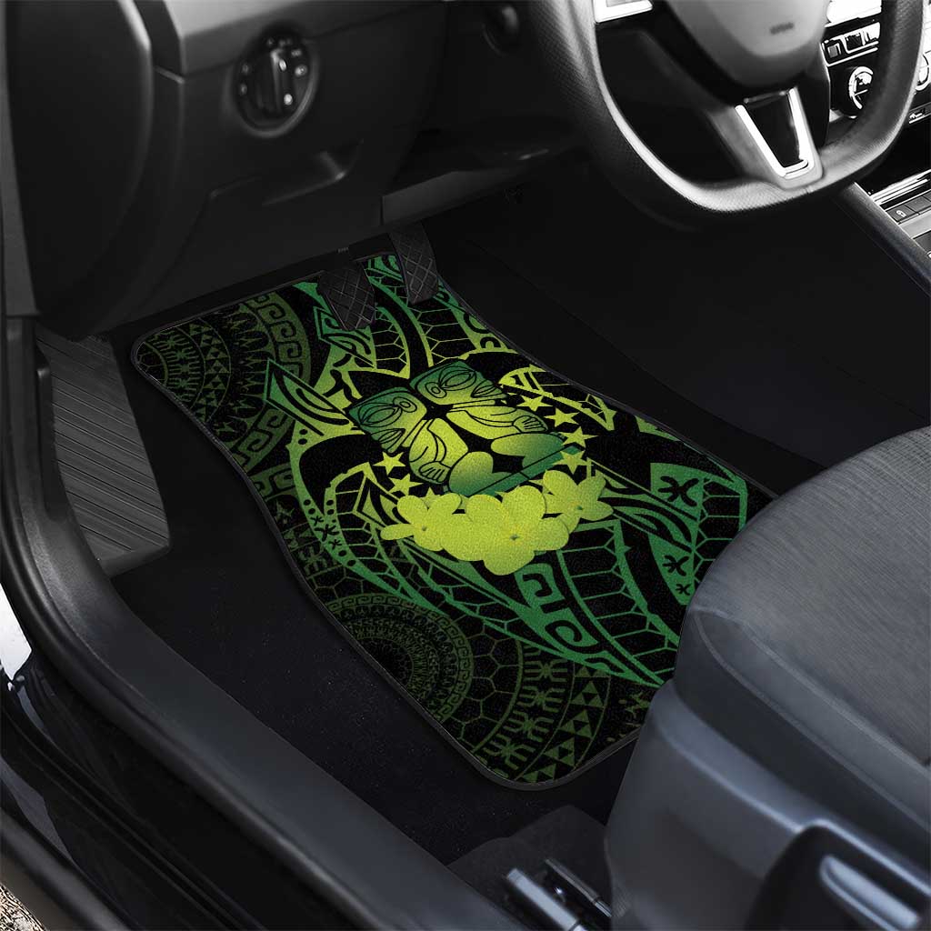 Kia Orana Kuki Airani Car Mats Cook Islands Tangaroa God Tatau Green LT14 - Polynesian Pride