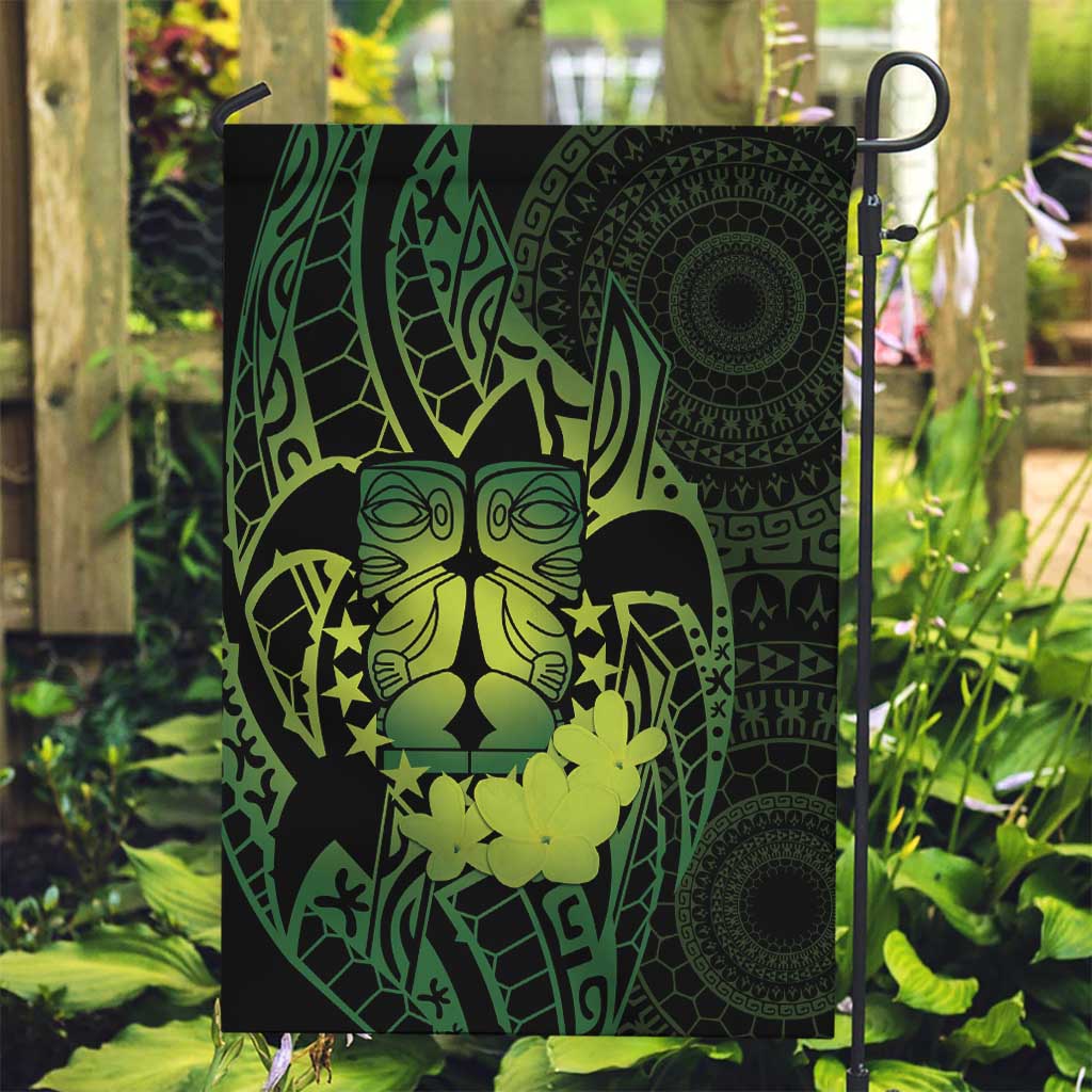 Kia Orana Kuki Airani Garden Flag Cook Islands Tangaroa God Tatau Green