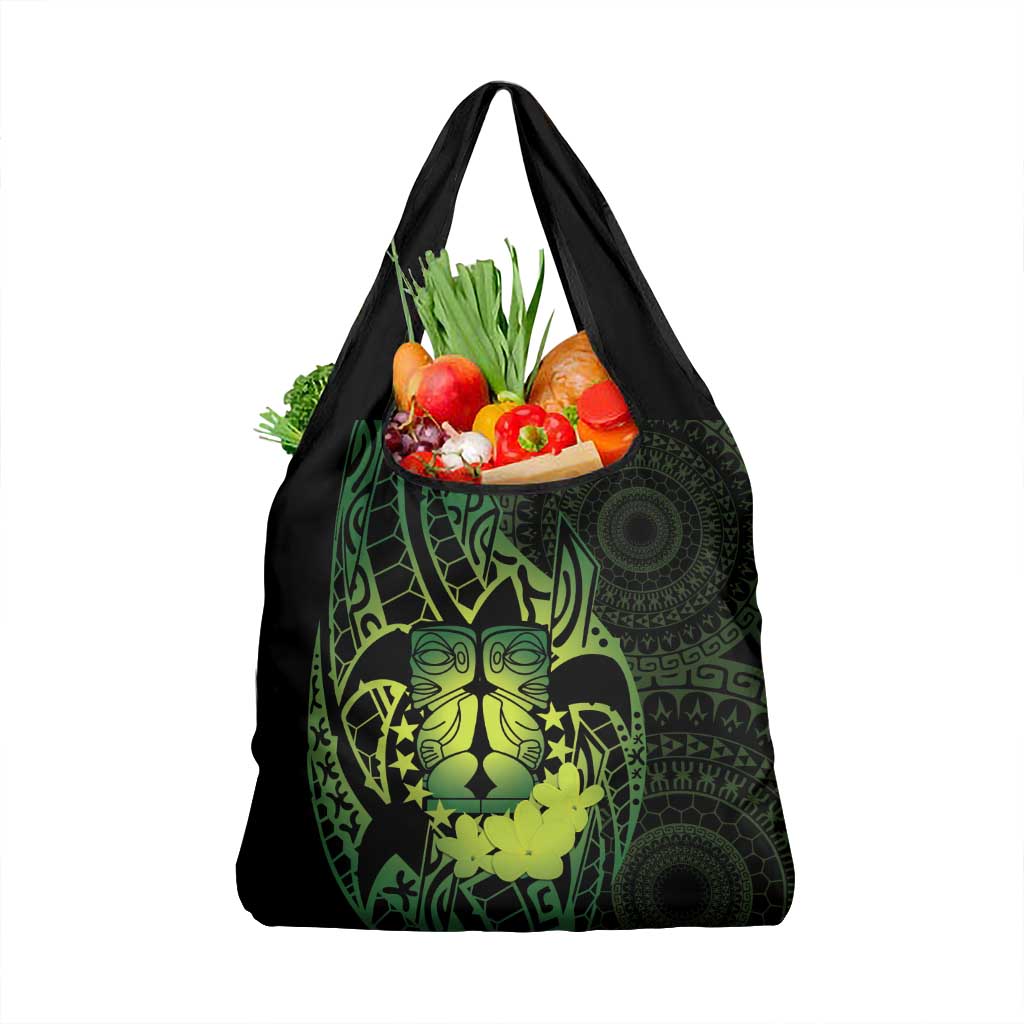 Kia Orana Kuki Airani Grocery Bag Cook Islands Tangaroa God Tatau Green LT14 1-pack One Size Green - Polynesian Pride