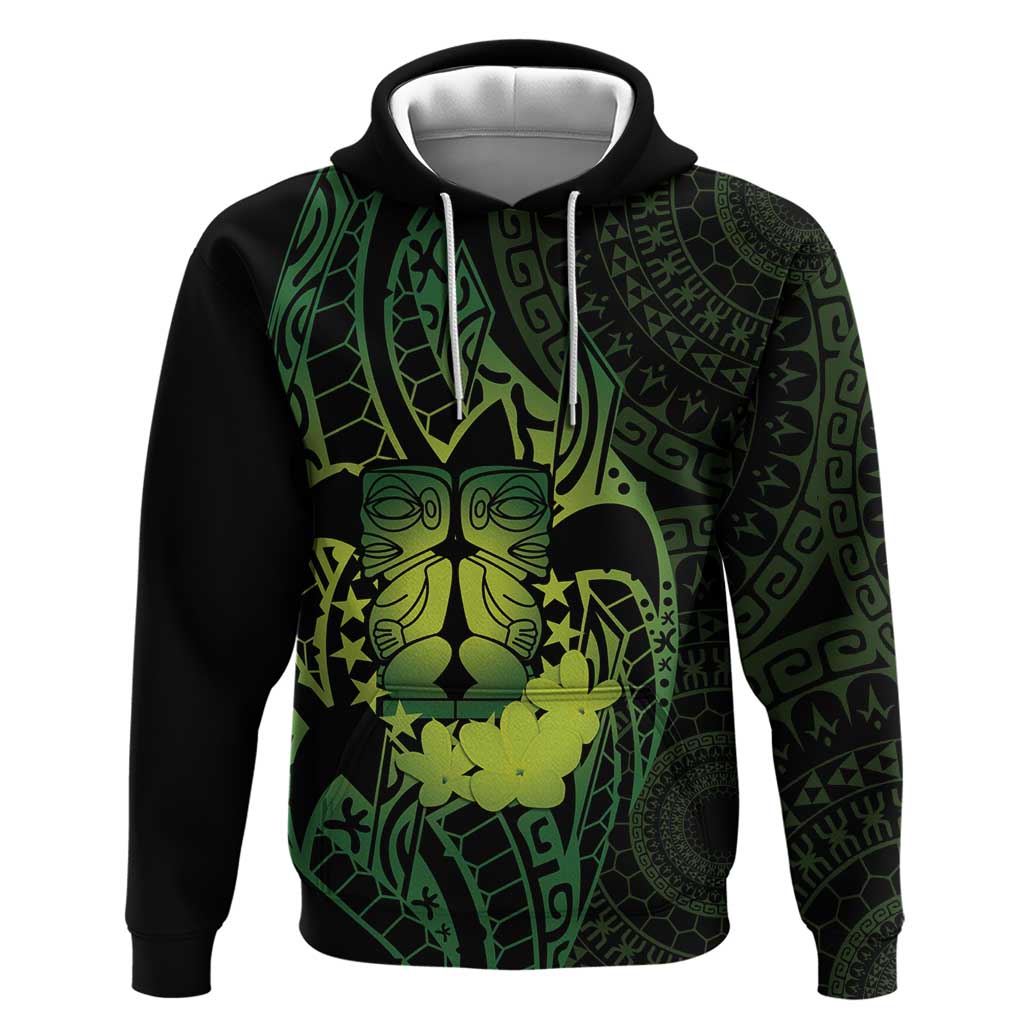 Kia Orana Kuki Airani Hoodie Cook Islands Tangaroa God Tatau Green