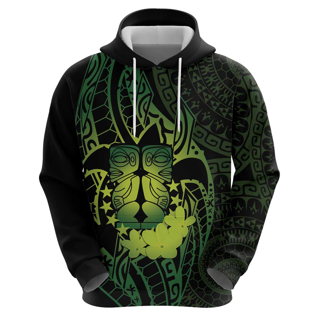 Kia Orana Kuki Airani Hoodie Cook Islands Tangaroa God Tatau Green