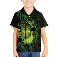 Kia Orana Kuki Airani Kid Hawaiian Shirt Cook Islands Tangaroa God Tatau Green