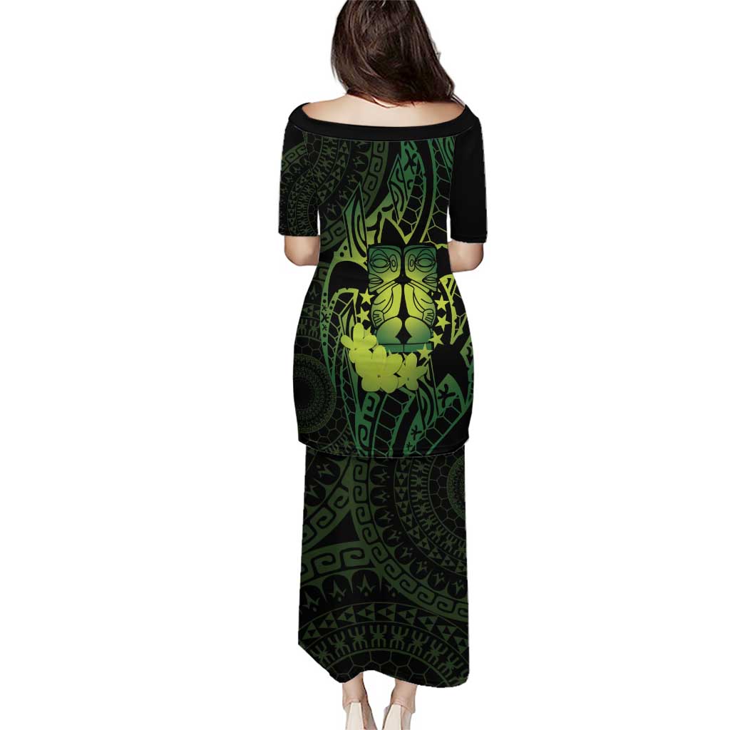 Kia Orana Kuki Airani Puletasi Cook Islands Tangaroa God Tatau Green LT14 - Polynesian Pride