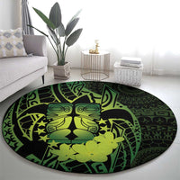 Kia Orana Kuki Airani Round Carpet Cook Islands Tangaroa God Tatau Green