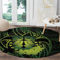 Kia Orana Kuki Airani Round Carpet Cook Islands Tangaroa God Tatau Green