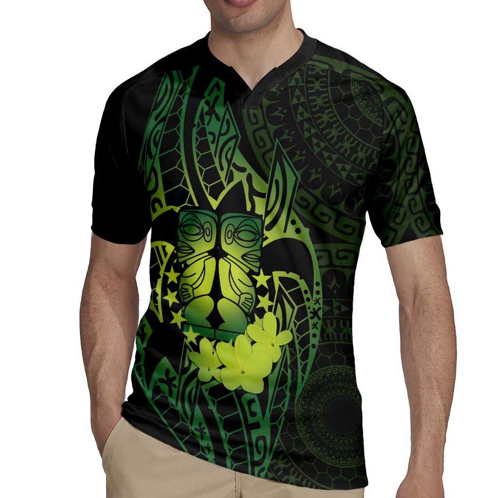 Kia Orana Kuki Airani Rugby Jersey Cook Islands Tangaroa God Tatau Green LT14 - Polynesian Pride