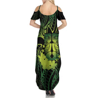 Kia Orana Kuki Airani Summer Maxi Dress Cook Islands Tangaroa God Tatau Green LT14 - Polynesian Pride