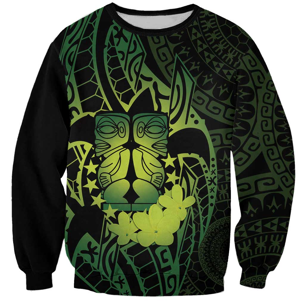 Kia Orana Kuki Airani Sweatshirt Cook Islands Tangaroa God Tatau Green LT14 Unisex Green - Polynesian Pride