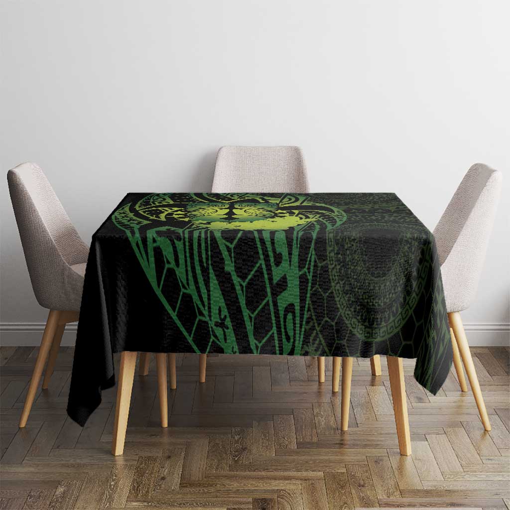Kia Orana Kuki Airani Tablecloth Cook Islands Tangaroa God Tatau Green LT14 - Polynesian Pride