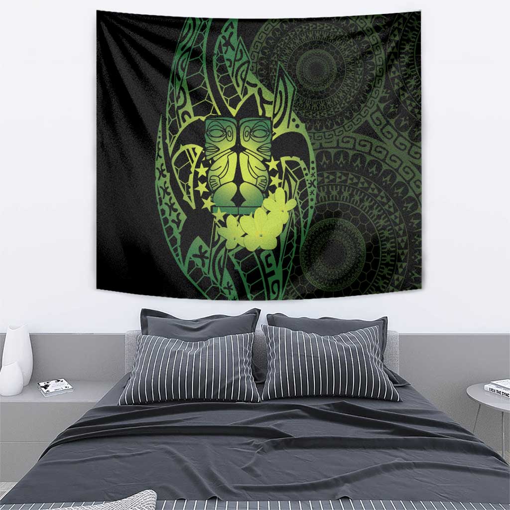 Kia Orana Kuki Airani Tapestry Cook Islands Tangaroa God Tatau Green