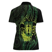 Kia Orana Kuki Airani Women Polo Shirt Cook Islands Tangaroa God Tatau Green