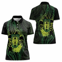 Kia Orana Kuki Airani Women Polo Shirt Cook Islands Tangaroa God Tatau Green
