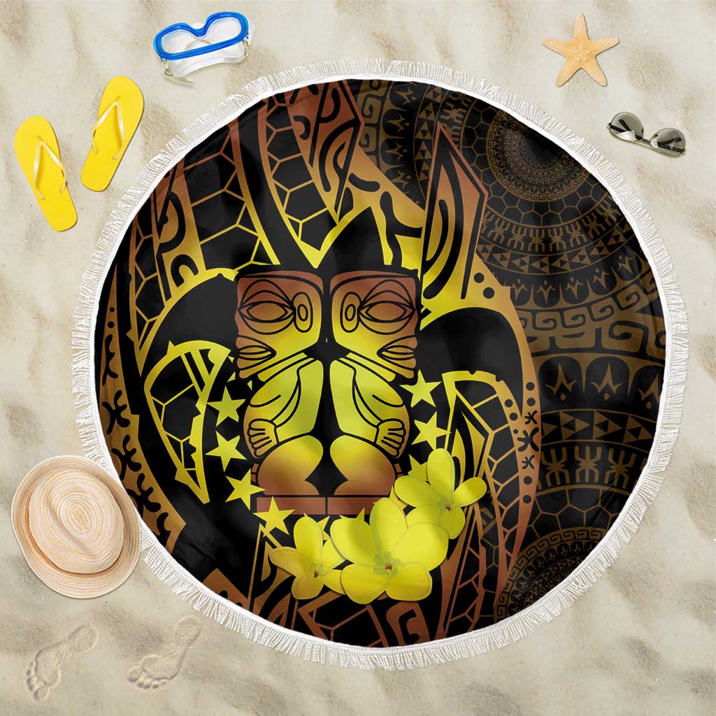 Kia Orana Kuki Airani Beach Blanket Cook Islands Tangaroa God Tatau Gold LT14 One Size 150cm Gold - Polynesian Pride