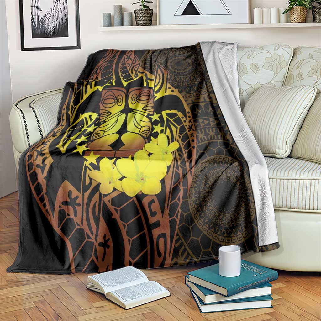 Kia Orana Kuki Airani Blanket Cook Islands Tangaroa God Tatau Gold