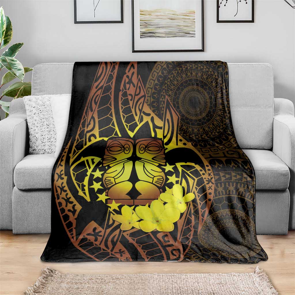 Kia Orana Kuki Airani Blanket Cook Islands Tangaroa God Tatau Gold