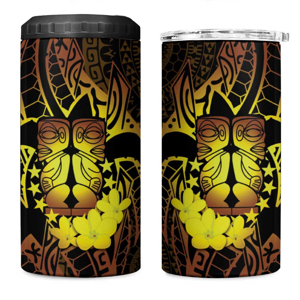 Kia Orana Kuki Airani 4 in 1 Can Cooler Tumbler Cook Islands Tangaroa God Tatau Gold LT14 One Size: 16 oz Gold - Polynesian Pride