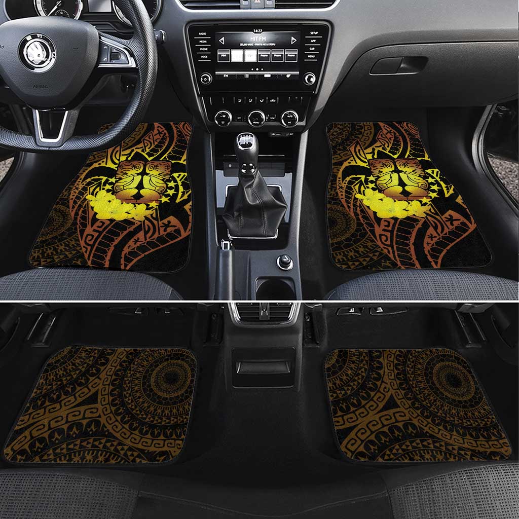 Kia Orana Kuki Airani Car Mats Cook Islands Tangaroa God Tatau Gold LT14 Set 4pcs Gold - Polynesian Pride