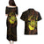 Kia Orana Kuki Airani Couples Matching Puletasi and Hawaiian Shirt Cook Islands Tangaroa God Tatau Gold