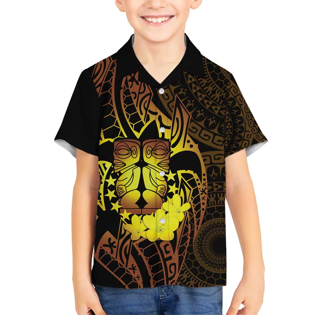 Kia Orana Kuki Airani Family Matching Puletasi and Hawaiian Shirt Cook Islands Tangaroa God Tatau Gold