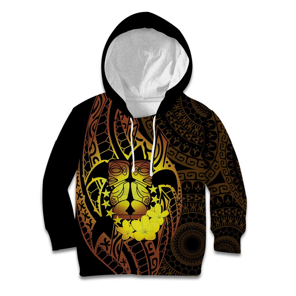 Kia Orana Kuki Airani Kid Hoodie Cook Islands Tangaroa God Tatau Gold