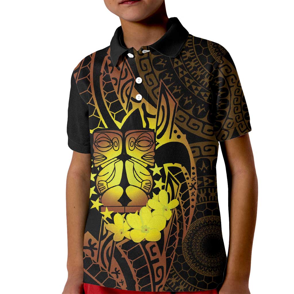 Kia Orana Kuki Airani Kid Polo Shirt Cook Islands Tangaroa God Tatau Gold