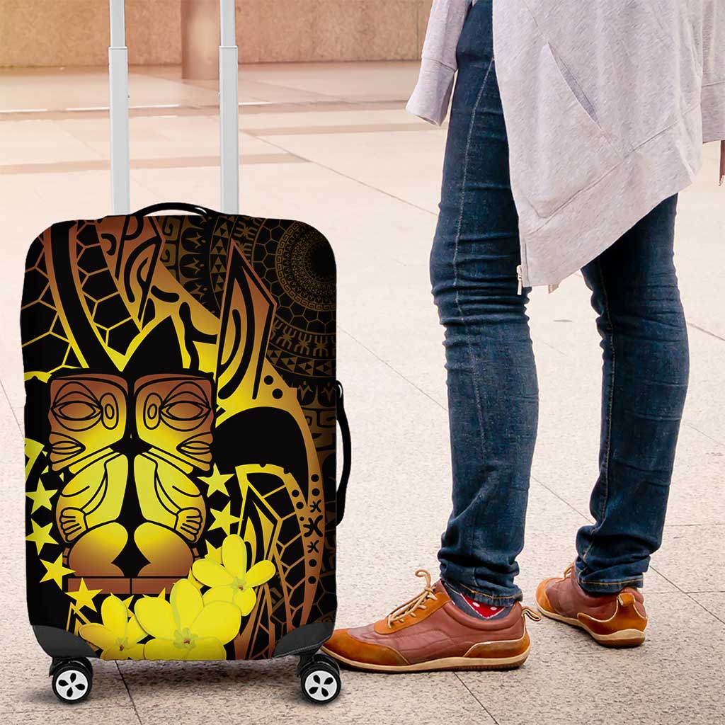Kia Orana Kuki Airani Luggage Cover Cook Islands Tangaroa God Tatau Gold