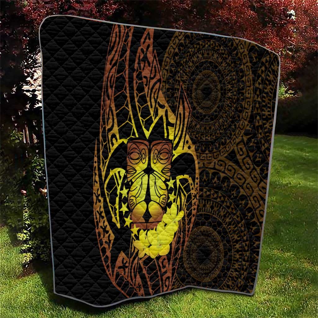 Kia Orana Kuki Airani Quilt Cook Islands Tangaroa God Tatau Gold