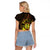 Kia Orana Kuki Airani Raglan Cropped T Shirt Cook Islands Tangaroa God Tatau Gold