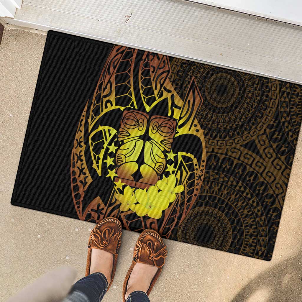 Kia Orana Kuki Airani Rubber Doormat Cook Islands Tangaroa God Tatau Gold LT14 - Polynesian Pride