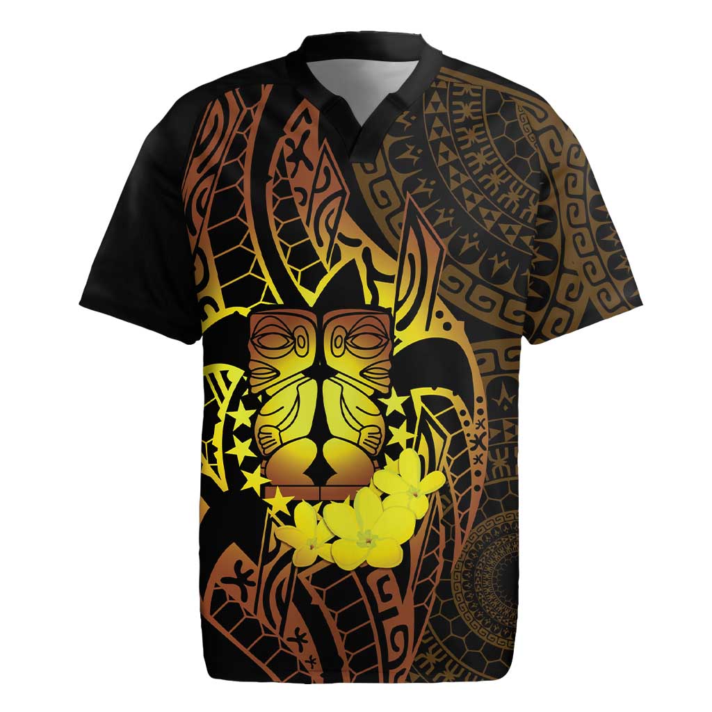 Kia Orana Kuki Airani Rugby Jersey Cook Islands Tangaroa God Tatau Gold LT14 Gold - Polynesian Pride